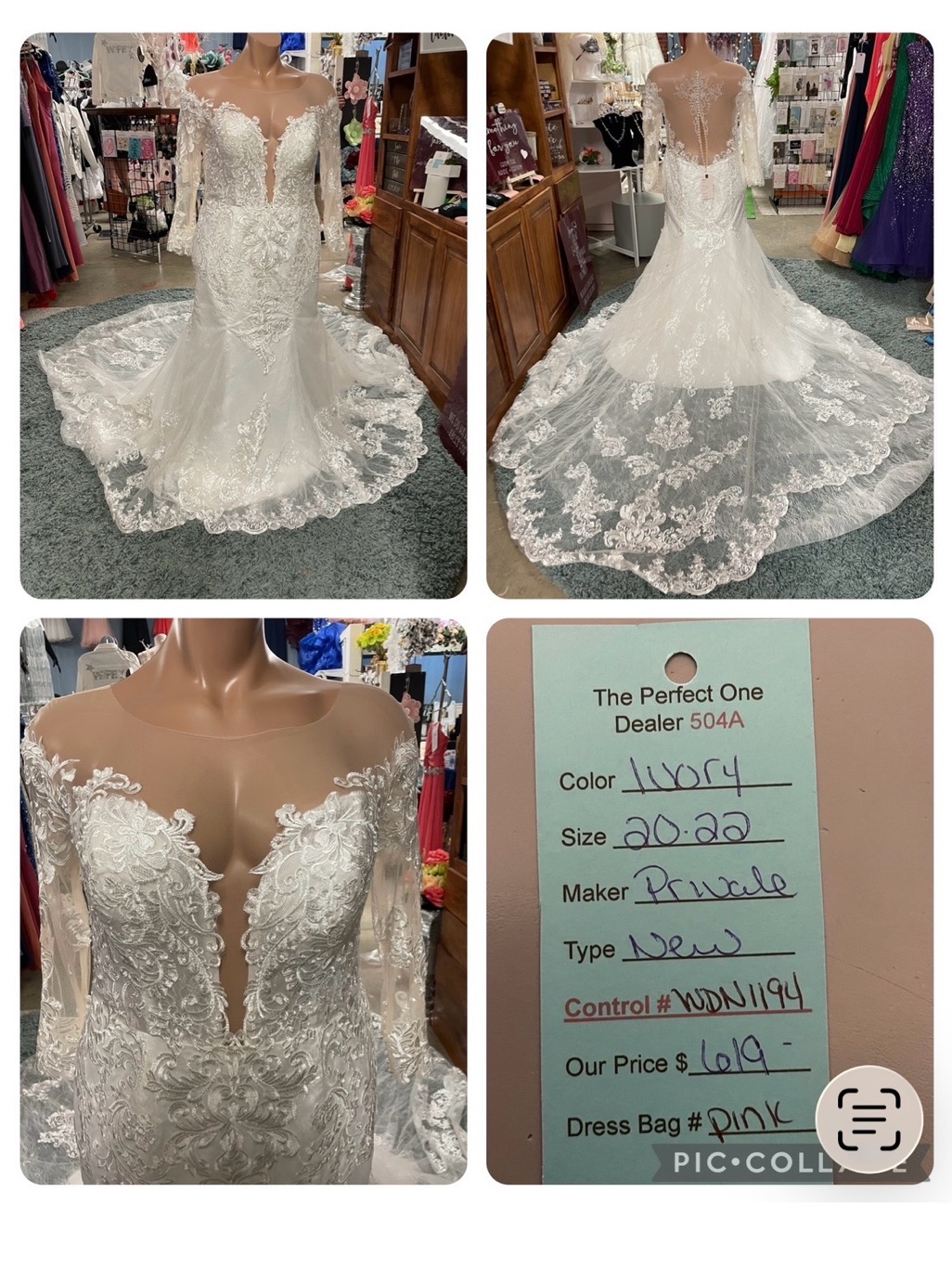 Ivory Lace Long Sleeve Bridal Gown With Dramatic Train
